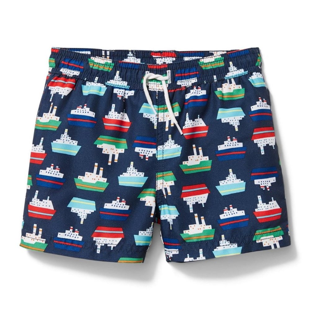 Janie and Jack Navy Ship Swim Trunks, 12-18M - NWT
